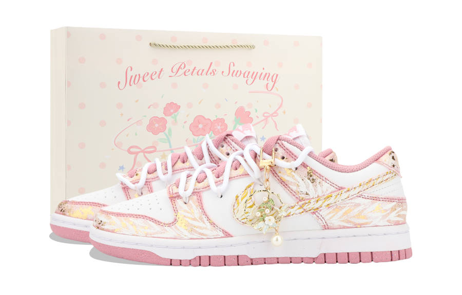 Nike Nike Dunk Aphrodite's Kiss Abrasion Resistant Low top Skateboard Shoes Unisex Pink Gold