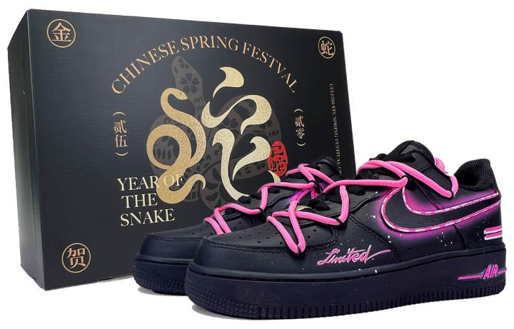 Nike Nike Air Force 1 Slip Resistant Cushioning Low top Skateboard Shoes Unisex Black Pink