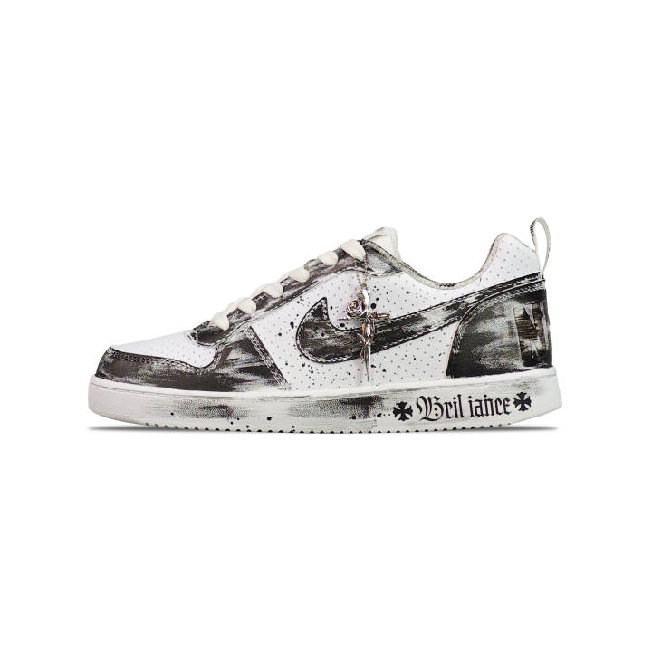 Nike Nike Court Borough Slip Resistant Abrasion Resistant Low top Skateboard Shoes Unisex Black White