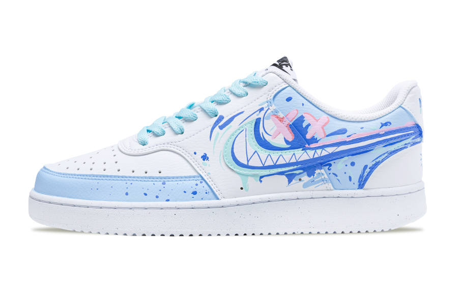 Nike Nike Court Vision 1 Slip Resistant Cushioning Abrasion Resistant Low top Skateboard Shoes Unisex Blue White
