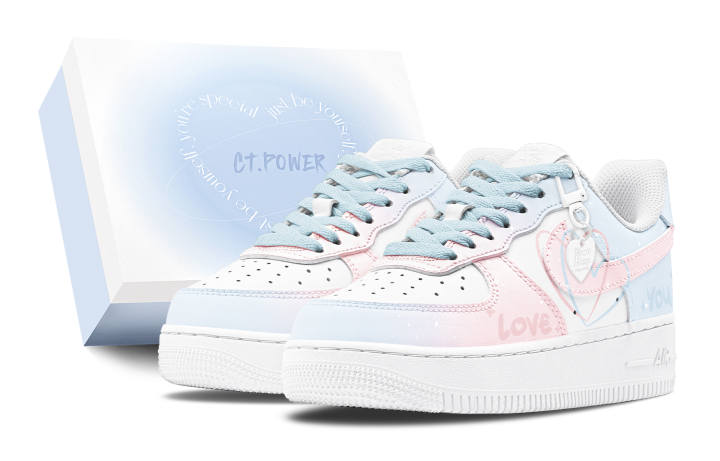 Nike Nike Air Force 1 Air Force 1 Low top Skateboard Shoes Women's Blue Pink