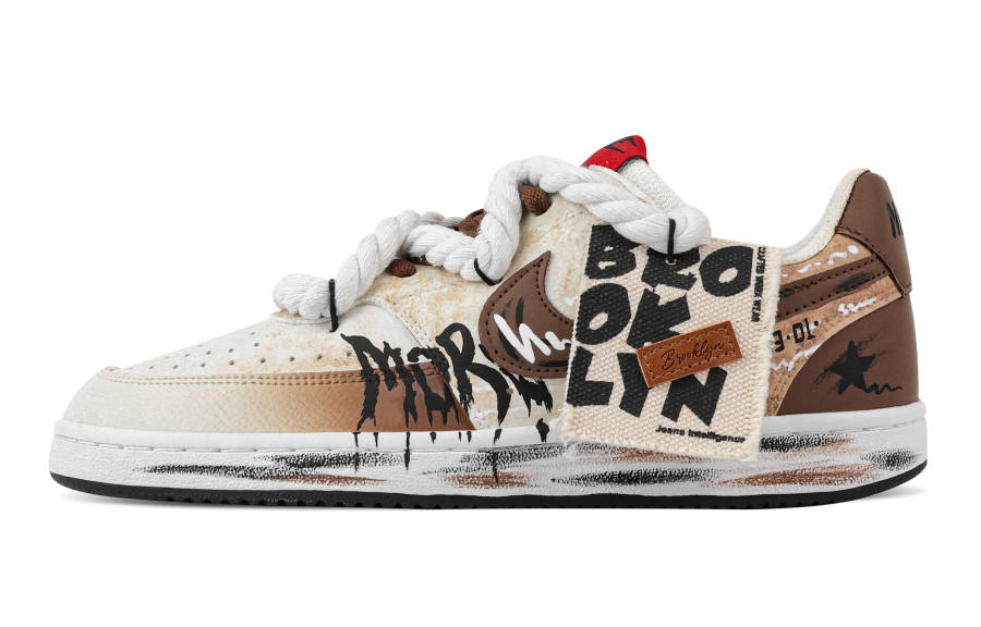 Nike Nike Court Vision 1 Ruined City Abrasion Resistant Low top Skateboard Shoes Men's Brown White