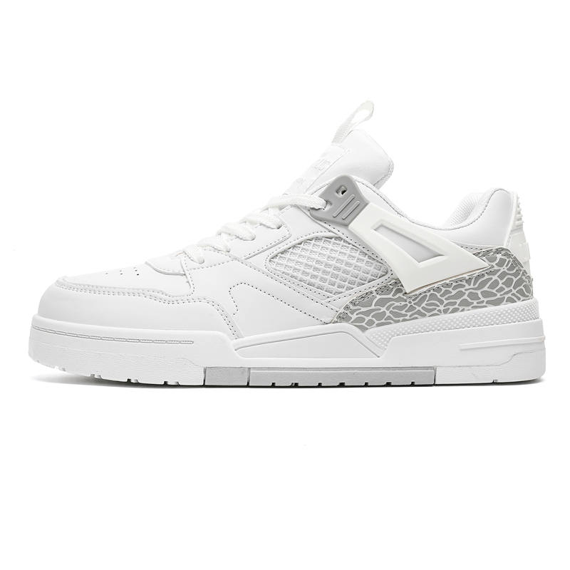 BAOZAOGONGYANG Slip Resistant Abrasion Resistant Low top Skateboard Shoes Unisex White Gray