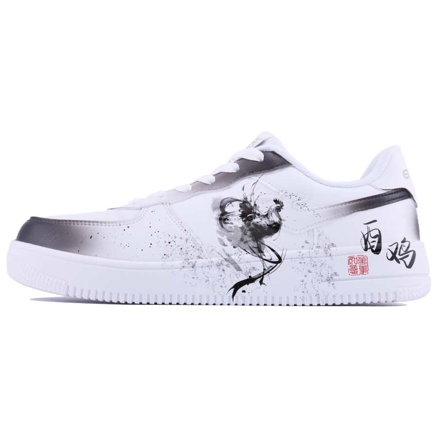 Erke Abrasion Resistant Breathable Low top Skateboard Shoes Unisex White Brown
