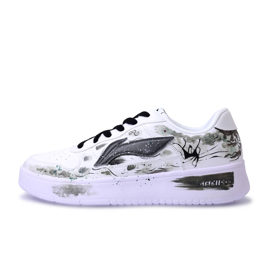 Li-Ning Li Ning Floating Boat Abrasion Resistant Lightweight Breathable Low top Skateboard Shoes Unisex Black White Gray