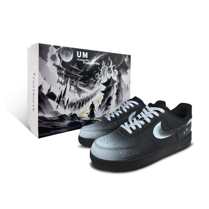 Nike Nike Air Force 1 Ice Crystal Starry Sky Box Included Abrasion Resistant Low top Skateboard Shoes Unisex