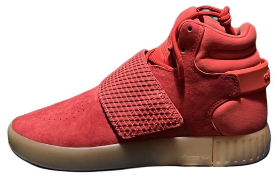Adidas Adidas Tubular Invader Strap Abrasion Resistant Lightweight Slip Resistant High top Skateboard Shoes Unisex Red