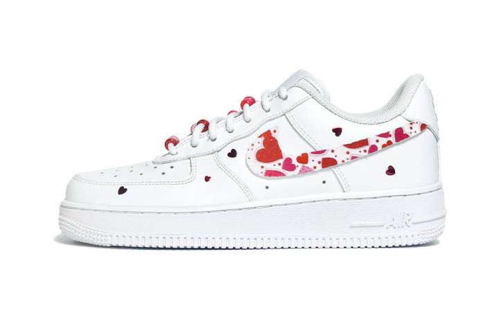 Nike Nike Air Force 1 Heart Fluttering Slip Resistant Abrasion Resistant Low top Skateboard Shoes Unisex White