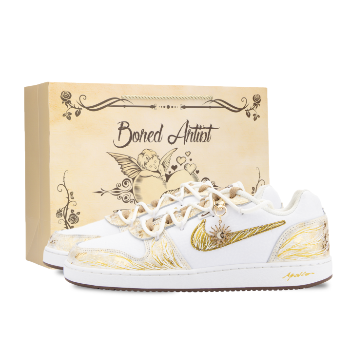 Nike Nike EBERNON Apollo, The Sun God Slip Resistant Abrasion Resistant Low top Skateboard Shoes Unisex White Gold