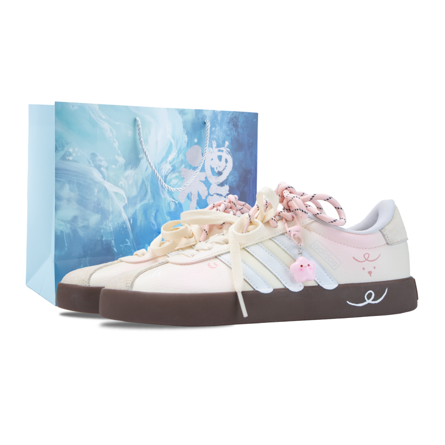 Adidas Adidas VL COURT 2.0 Cheese Jelly Abrasion Resistant Low top Skateboard Shoes Women's Beige