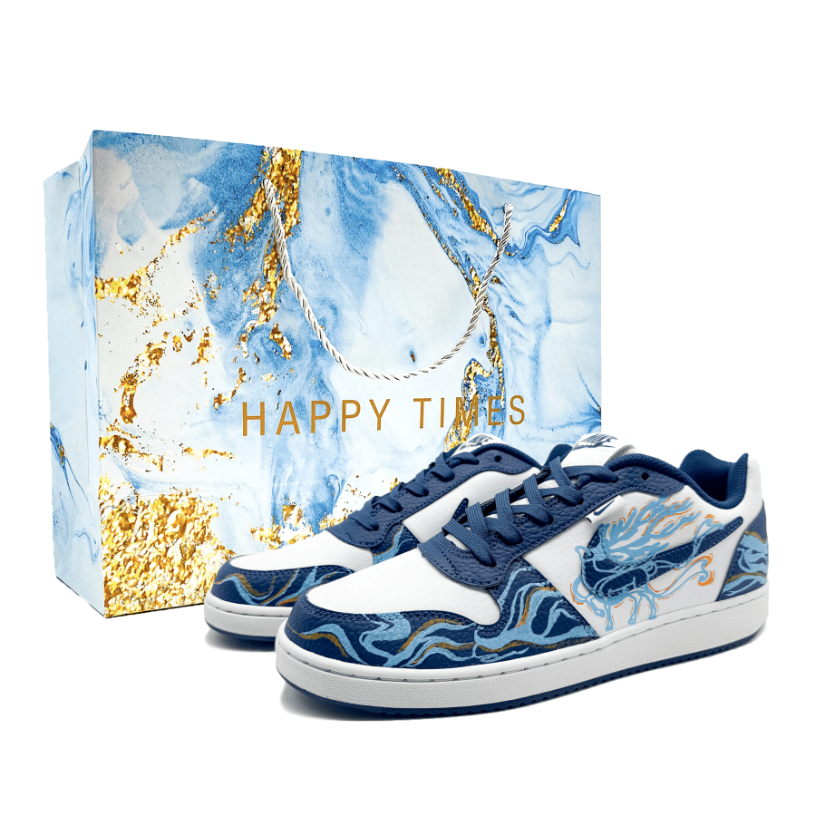 Nike Nike EBERNON Abrasion Resistant Low top Skateboard Shoes Men's Blue Gold
