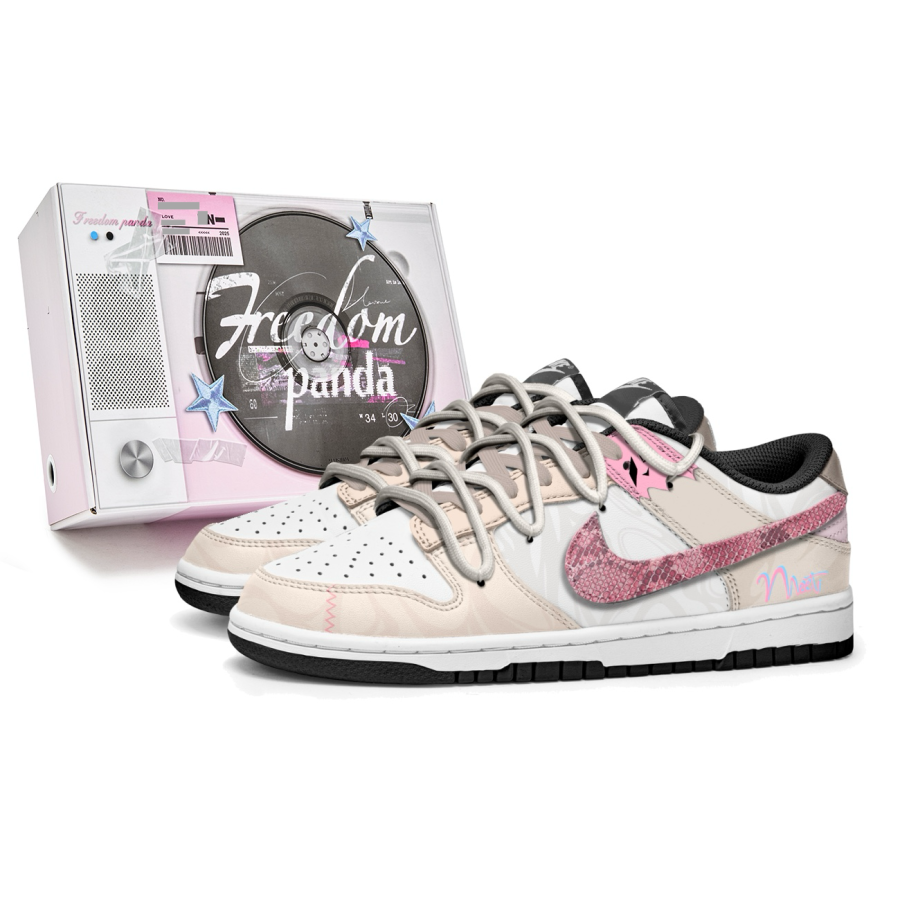 Nike Nike Dunk Slip Resistant Abrasion Resistant Low top Skateboard Shoes Unisex Pink White