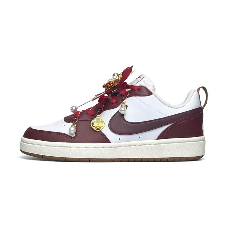 Nike Nike Court Borough 2 GS Wall E Slip Resistant Abrasion Resistant Low top Skateboard Shoes Women's Dark Red