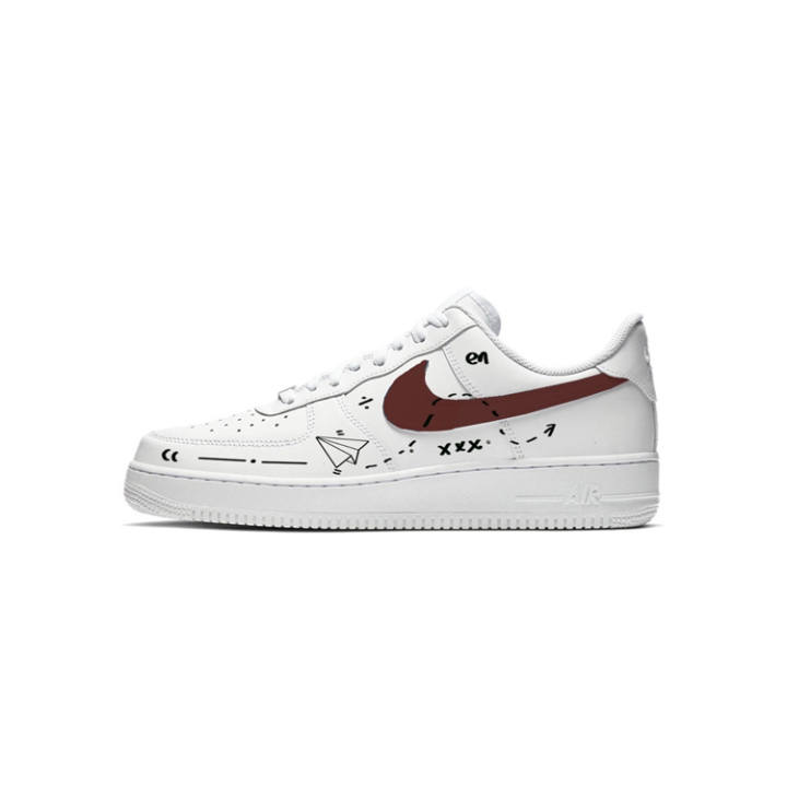 Nike Nike Air Force 1 Long Distance Navigation Low top Skateboard Shoes Women's White Red Black