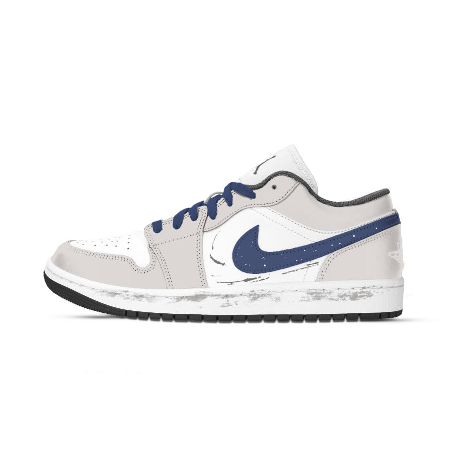 Jordan Jordan Air Jordan 1 Starry Sea Blue Sky Leather Abrasion Resistant Low top Skateboard Shoes Unisex Gray White Blue