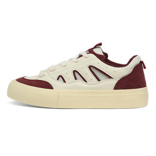 BURNING FLAME Cushioning Abrasion Resistant Cushioning, Wear Resistant Low top Skateboard Shoes Men's Beige Red