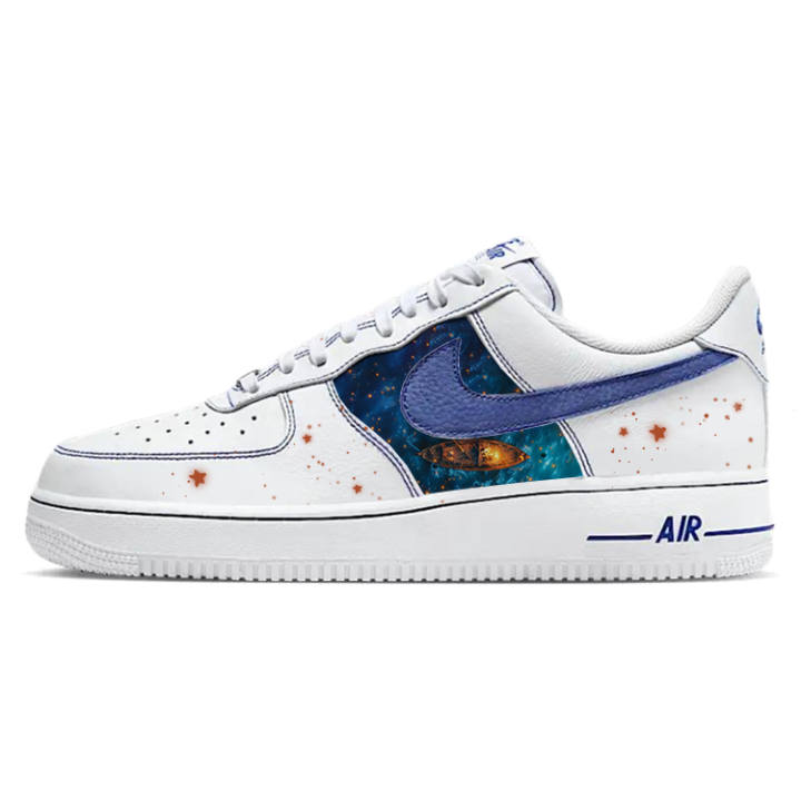 Nike Nike Air Force 1 Slip Resistant Cushioning Breathable Low top Skateboard Shoes Unisex White Blue