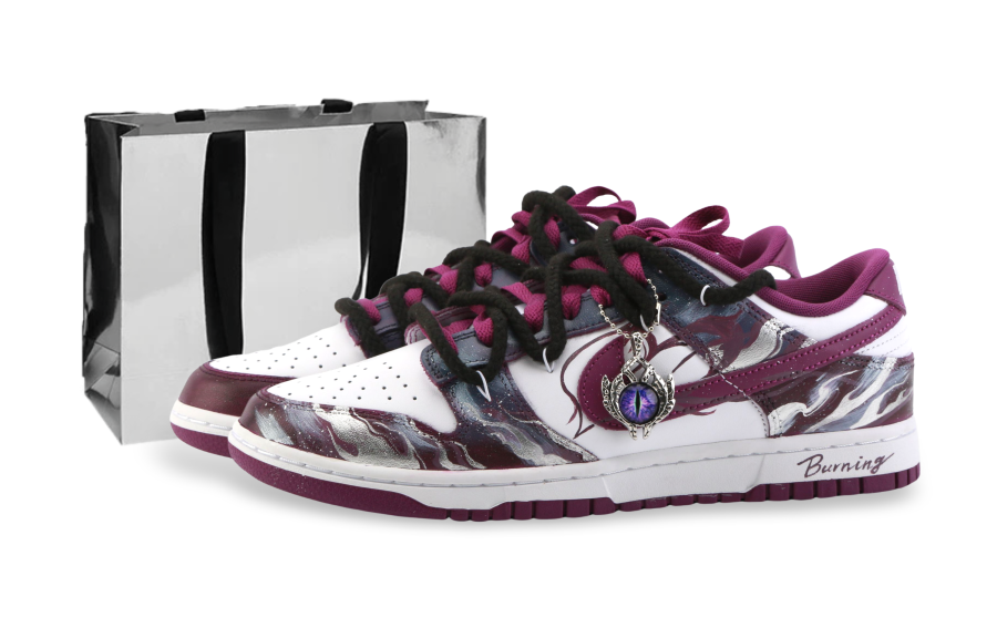 Nike Nike Dunk Eye Of Demon Slip Resistant Cushioning Low top Skateboard Shoes Unisex Silver Purple