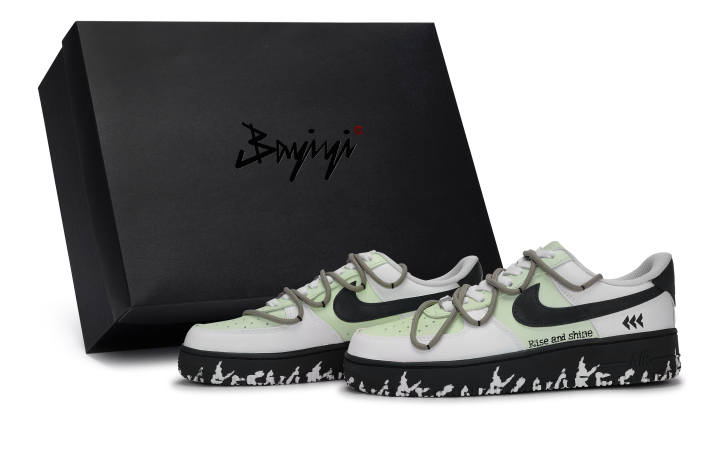 Nike Nike Air Force 1 Low top Skateboard Shoes Unisex Black And White Mint Green