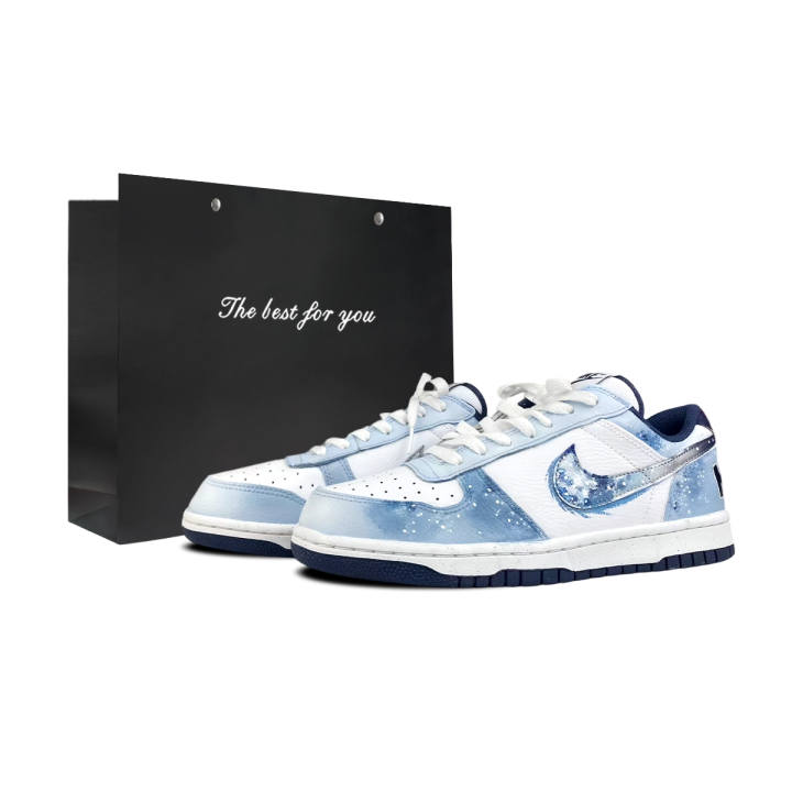 Nike Nike Big Cushioning Abrasion Resistant Cushioning, Wear Resistant Low top Skateboard Shoes Unisex White Blue
