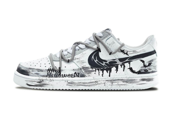 Nike Nike Court Vision 1 Night Raid Slip Resistant Cushioning Low top Skateboard Shoes Men's White Black