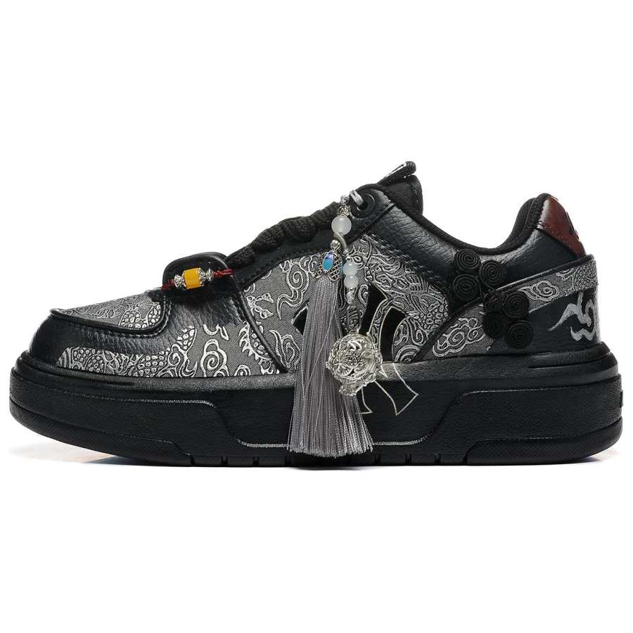 MLB Chunky Liner Pu Abrasion Resistant Height Increasing Low top Skateboard Shoes Unisex Black