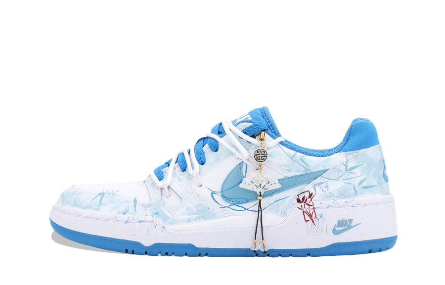 Nike Nike Full Force Zhuo Jian Xue Slip Resistant Abrasion Resistant Low top Skateboard Shoes Unisex White Blue
