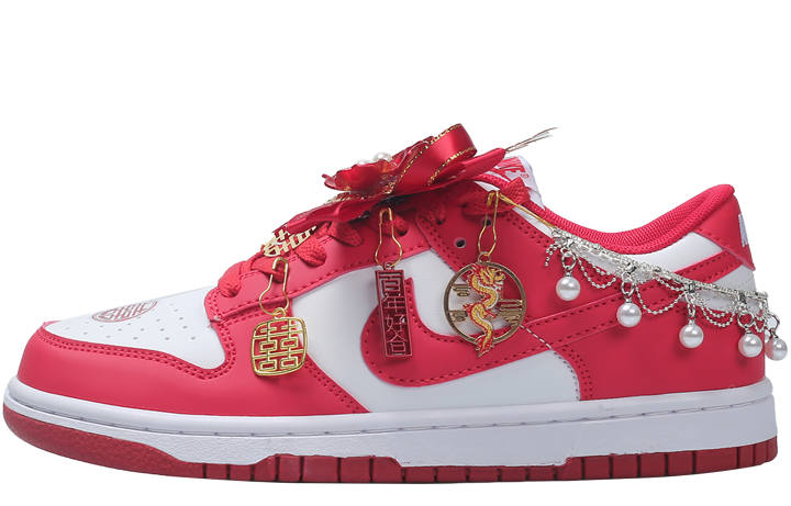 Nike Nike Dunk Abrasion Resistant Height Increasing Low top Skateboard Shoes Unisex Red White