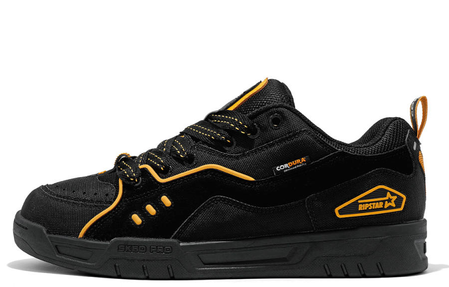 RIPSTAR Low top Skateboard Shoes Unisex Black Gold