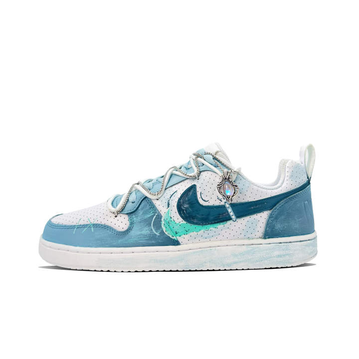 Nike Nike Court Borough Blue Dream Wave Ripple Slip Resistant Slip Resistant Low top Skateboard Shoes Men's Blue White