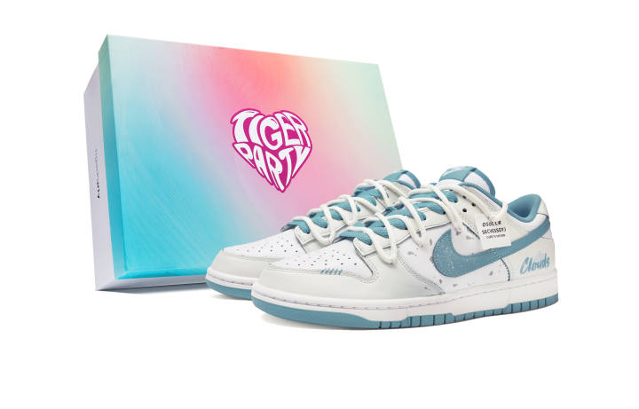 Nike Nike Dunk Tiger Party Slip Resistant Cushioning Low top Skateboard Shoes Unisex Peacock Blue