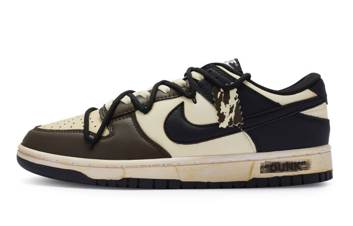 Nike Nike Dunk Slip Resistant Low top Skateboard Shoes GS Beige Brown Black