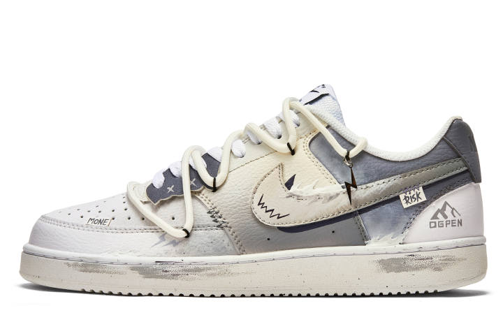 Nike Nike Court Vision 1 Slip Resistant Abrasion Resistant Low top Skateboard Shoes Men's Gray White