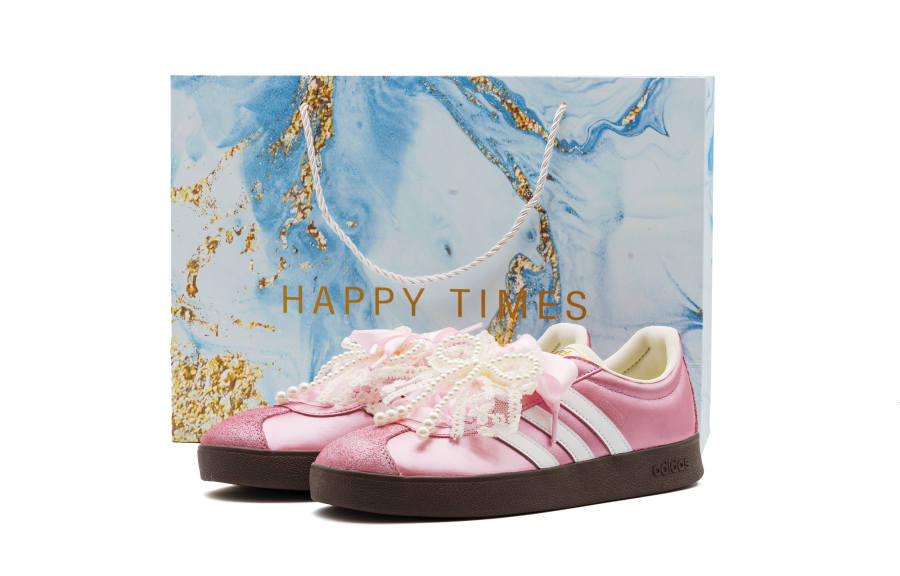 Adidas Adidas Vl Court Classic Abrasion Resistant Abrasion Resistant Low top Skateboard Shoes Women's Pink White
