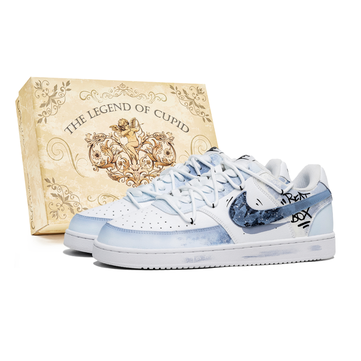 Nike Nike Court Vision 1 Non Slip And Waterproof Low top Skateboard Shoes Men's Blue White
