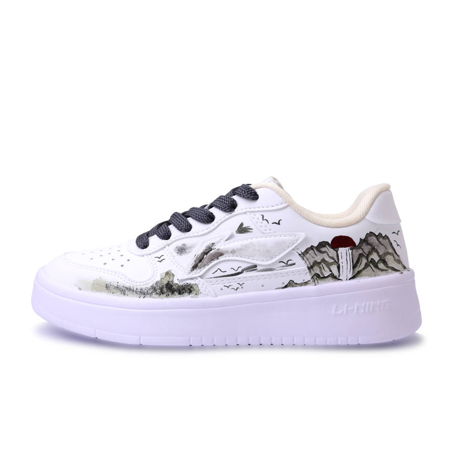 Li-Ning Li Ning Floating Boat Abrasion Resistant Breathable Low top Skateboard Shoes Unisex Gray White