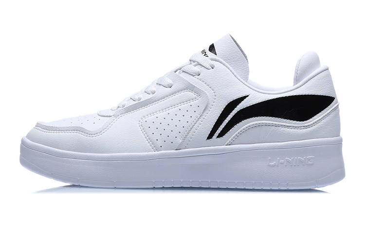 Li-Ning Li Ning Street Player Synthetic Leather, Leather Thermal Waterproof Coverage Low top Skateboard Shoes Men's White Black