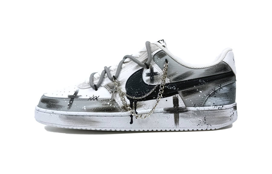 Nike Nike Court Vision 1 Mirror Abyss Ink Frost Leather Low top Skateboard Shoes Unisex Black Gray