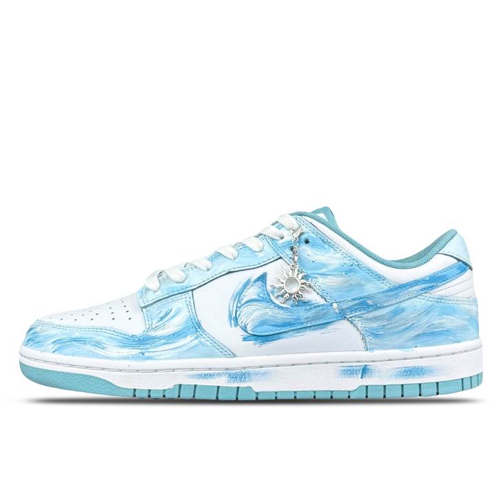 Nike Nike Dunk Abrasion Resistant Low top Skateboard Shoes Unisex White Blue Silver