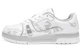 RAPIDO Slip Resistant Abrasion Resistant Low top Skateboard Shoes Unisex White Gray