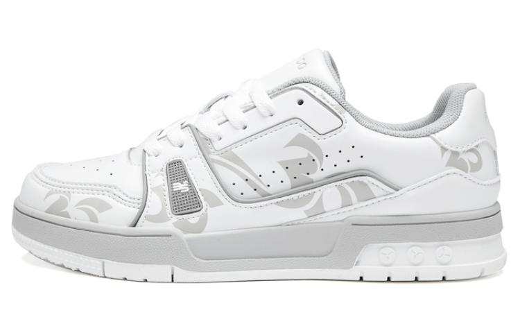 RAPIDO Slip Resistant Abrasion Resistant Low top Skateboard Shoes Unisex White Gray