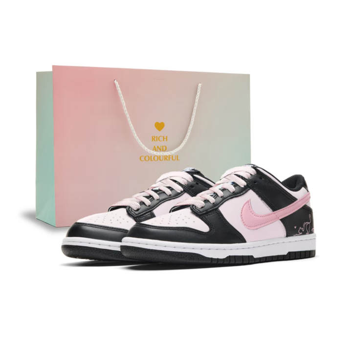 Nike Nike Dunk Abrasion Resistant Abrasion Resistant Low top Skateboard Shoes Women's Pink Black