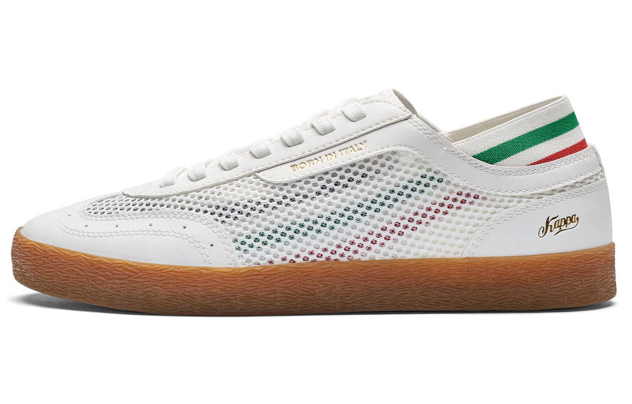 Kappa Back to Back Abrasion Resistant Lightweight Breathable Low top Skateboard Shoes Unisex Classic White