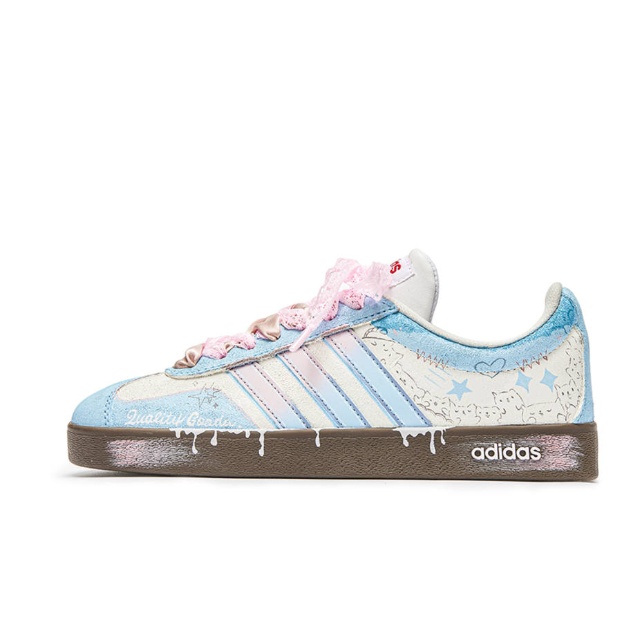 Adidas Neo VL Court 2.0 Cat Lying Down Cushioning Low top Skateboard Shoes Unisex Blue Brown