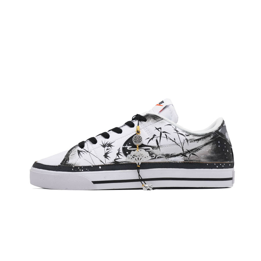 Nike Nike Court Legacy Ink Bamboo Leather Wear resistant And Lightweight Low top Skateboard Shoes Unisex White Black