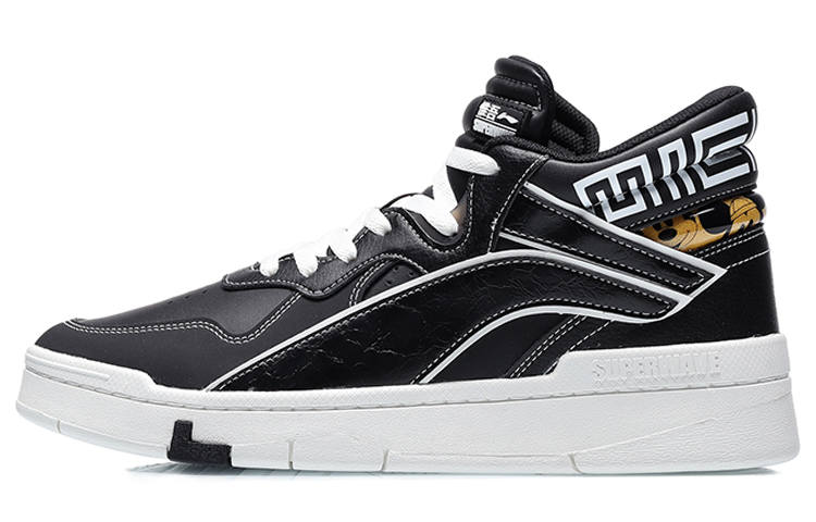 Li-Ning Disney x Li Ning Wave Superwave Slip Resistant Abrasion Resistant Mid top Skateboard Shoes Men's Black White