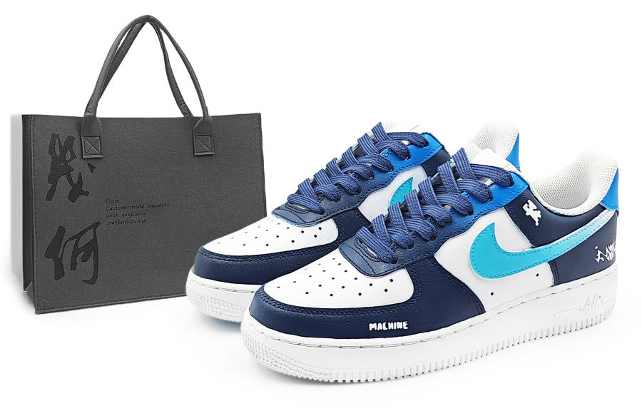 Nike Nike Air Force 1 Abrasion Resistant Low top Skateboard Shoes Men's Dark Blue