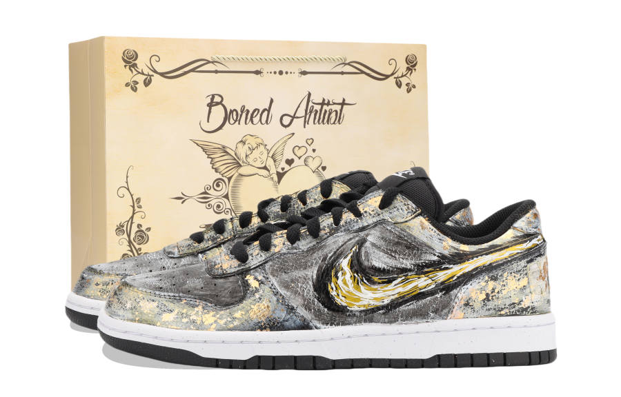 Nike Nike Big Jiangjin Moon, Shopping Bag Abrasion Resistant Low top Skateboard Shoes Unisex Black Gold