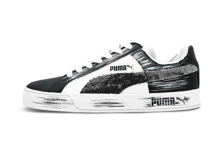 PUMA Smash Vulc Coverage Low top Skateboard Shoes Unisex Black White Gray