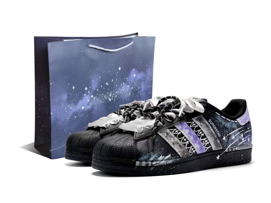 Adidas Originals Superstar 2 Gojian Starlight Box Leather Abrasion Resistant Low top Skateboard Shoes Unisex Black
